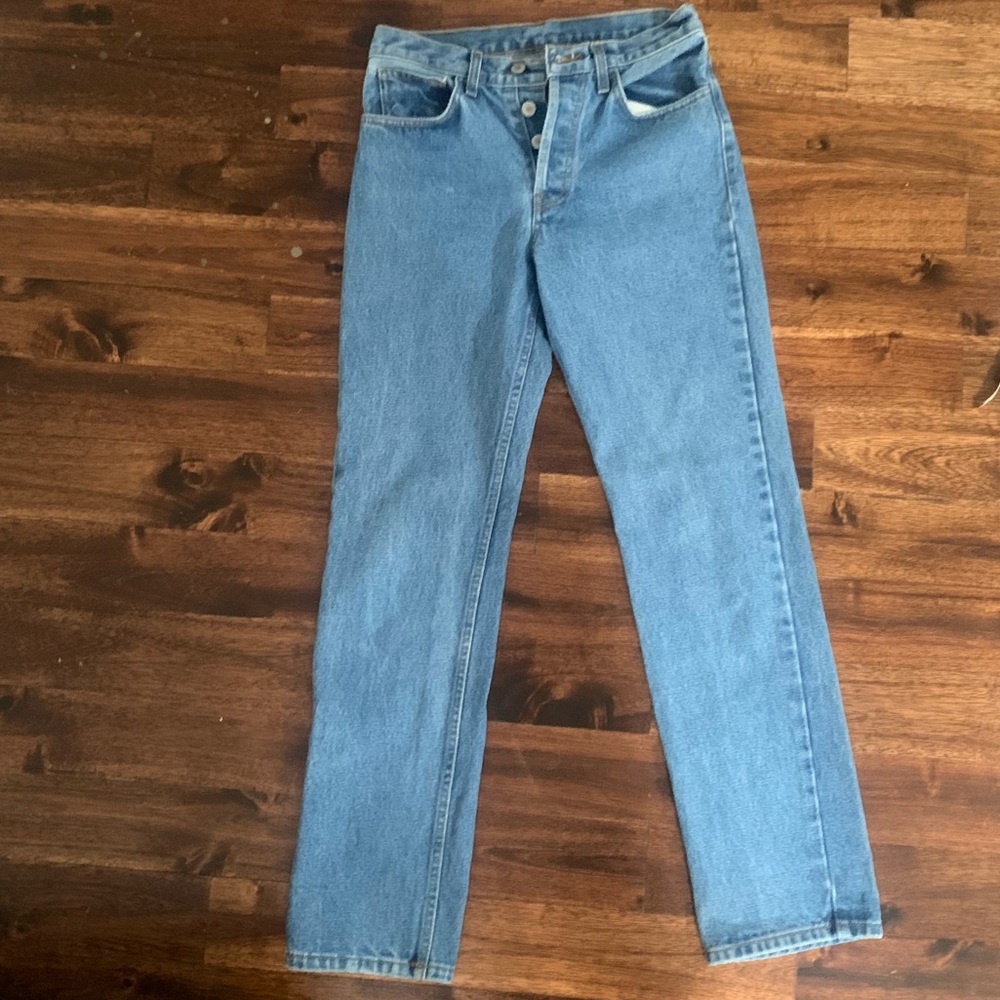john galt straight leg mid wash denim jeans